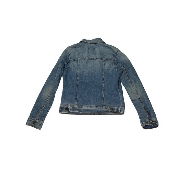 Old Navy Jacket Womens Medium Blue Jean Denim Button Front Causal Cropped - Picture 3 of 8